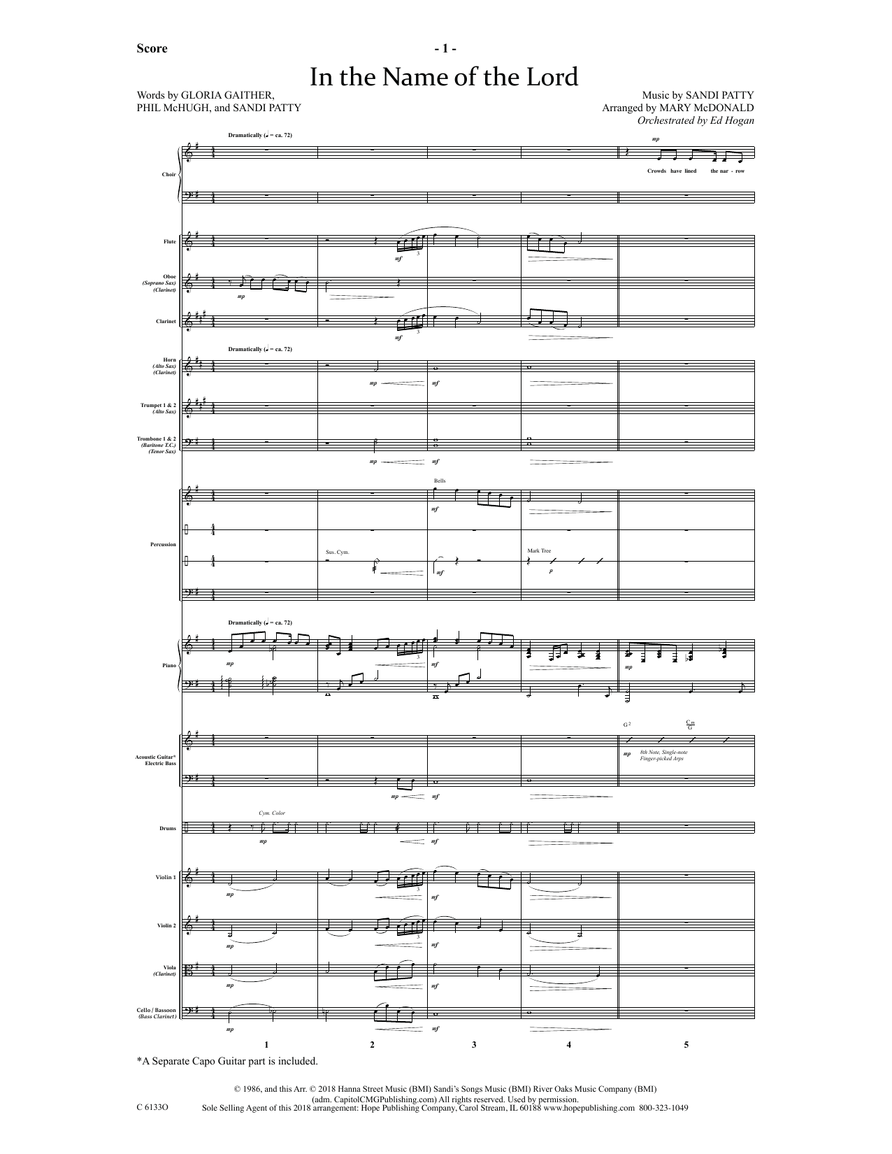 Learn to play Ed Hogan In The Name Of The Lord - Full Score sheet music for Choir Instrumental Pak in minutes. Price: 69.9900$ Ed Hogan In The Name Of The Lord - Full Score sheet music notes and chords arranged for Choir Instrumental Pak