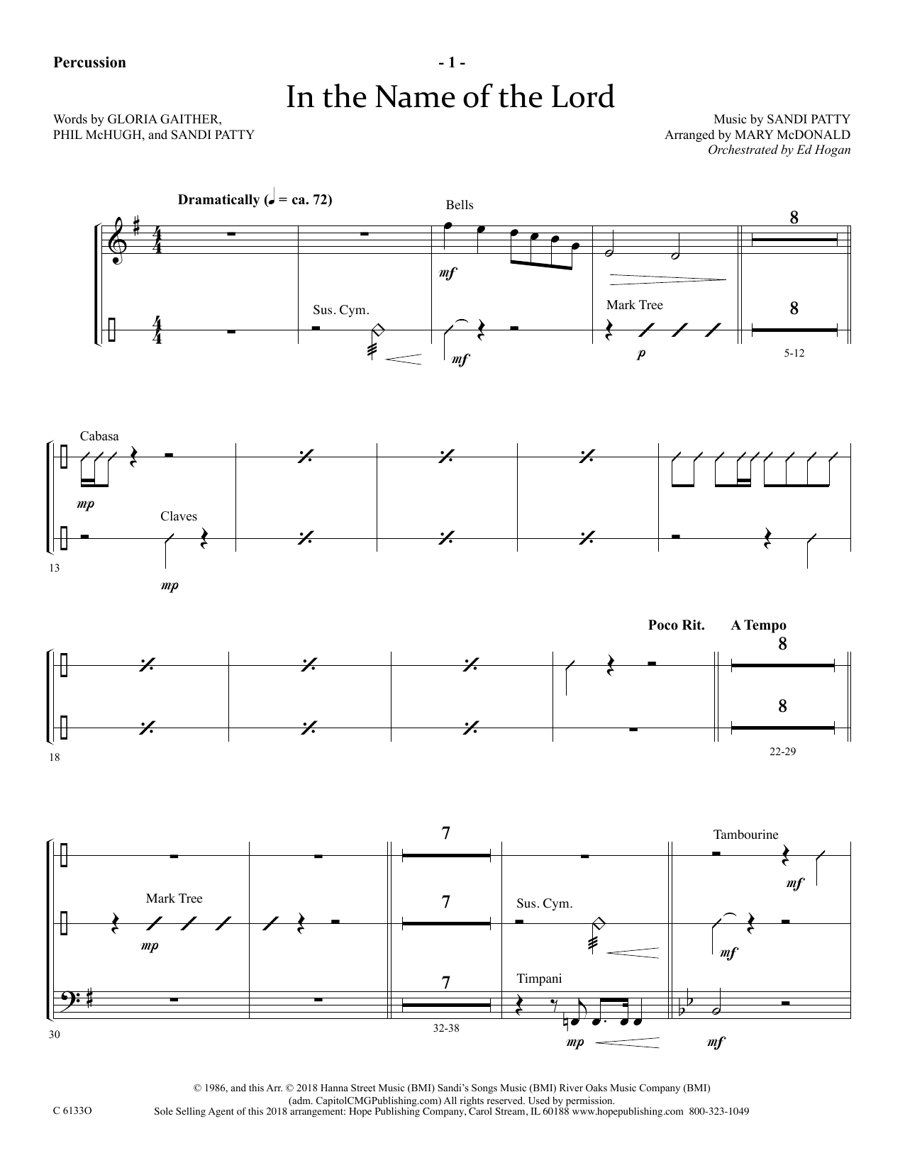 Learn to play Ed Hogan In The Name Of The Lord - Percussion sheet music for Choir Instrumental Pak in minutes. Price: 69.9900$ Ed Hogan In The Name Of The Lord - Percussion sheet music notes and chords arranged for Choir Instrumental Pak