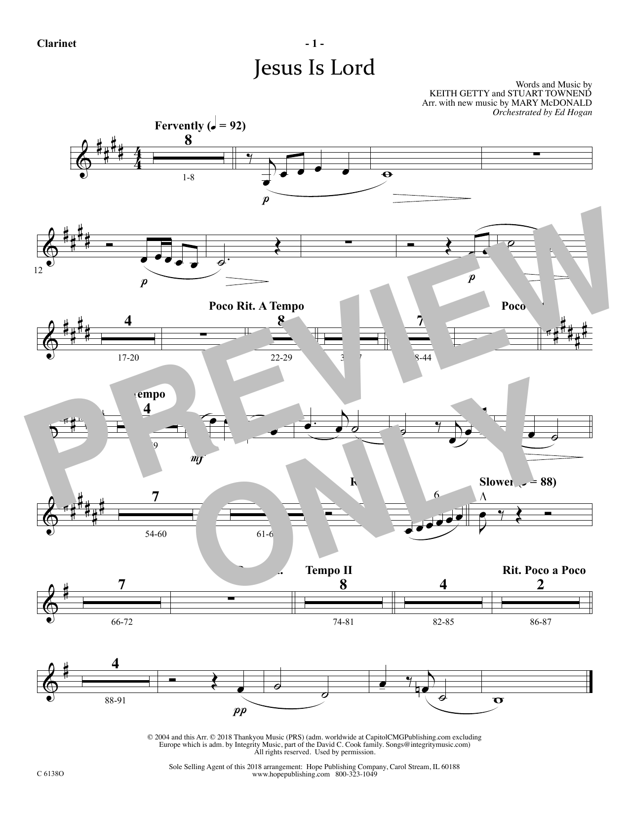 Learn to play Ed Hogan Jesus Is Lord - Clarinet sheet music for Choir Instrumental Pak in minutes. Price: 69.9900$ Ed Hogan Jesus Is Lord - Clarinet sheet music notes and chords arranged for Choir Instrumental Pak