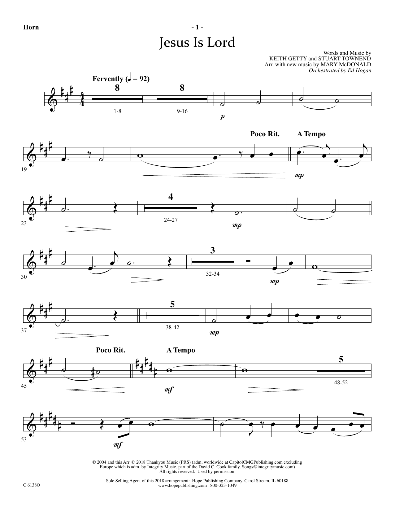 Learn to play Ed Hogan Jesus Is Lord - Flugelhorn Solo sheet music for Choir Instrumental Pak in minutes. Price: 69.9900$ Ed Hogan Jesus Is Lord - Flugelhorn Solo sheet music notes and chords arranged for Choir Instrumental Pak