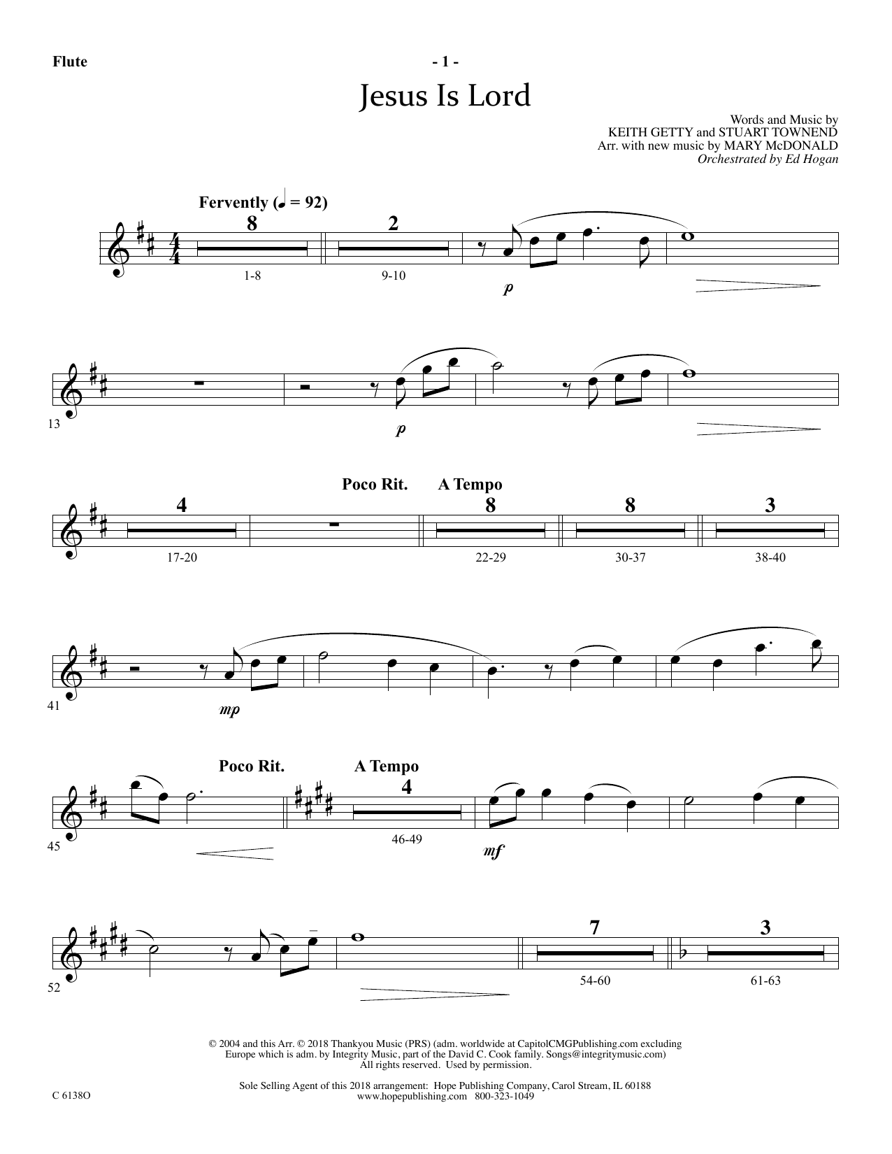 Learn to play Ed Hogan Jesus Is Lord - Flute sheet music for Choir Instrumental Pak in minutes. Price: 69.9900$ Ed Hogan Jesus Is Lord - Flute sheet music notes and chords arranged for Choir Instrumental Pak