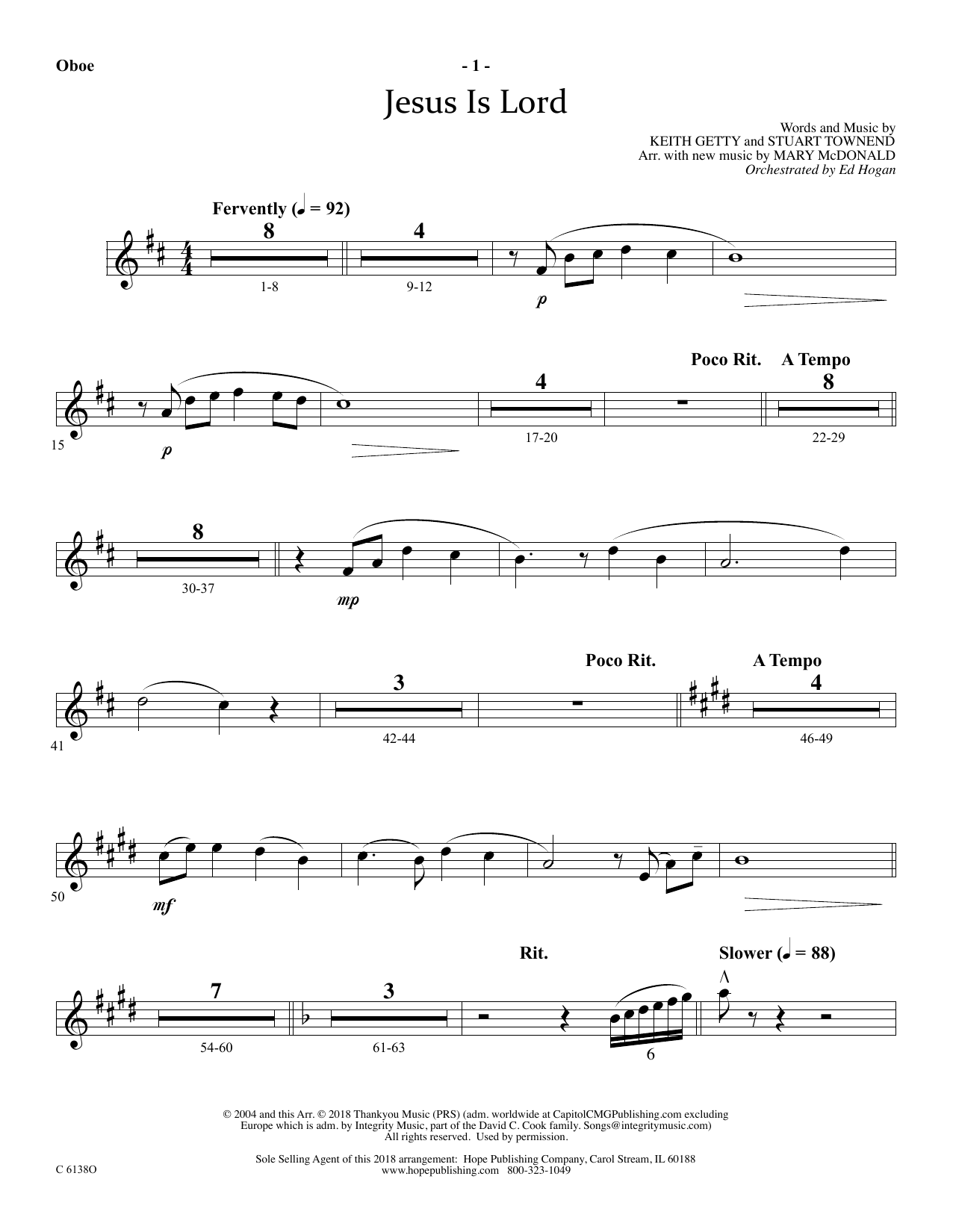 Learn to play Ed Hogan Jesus Is Lord - Oboe sheet music for Choir Instrumental Pak in minutes. Price: 69.9900$ Ed Hogan Jesus Is Lord - Oboe sheet music notes and chords arranged for Choir Instrumental Pak
