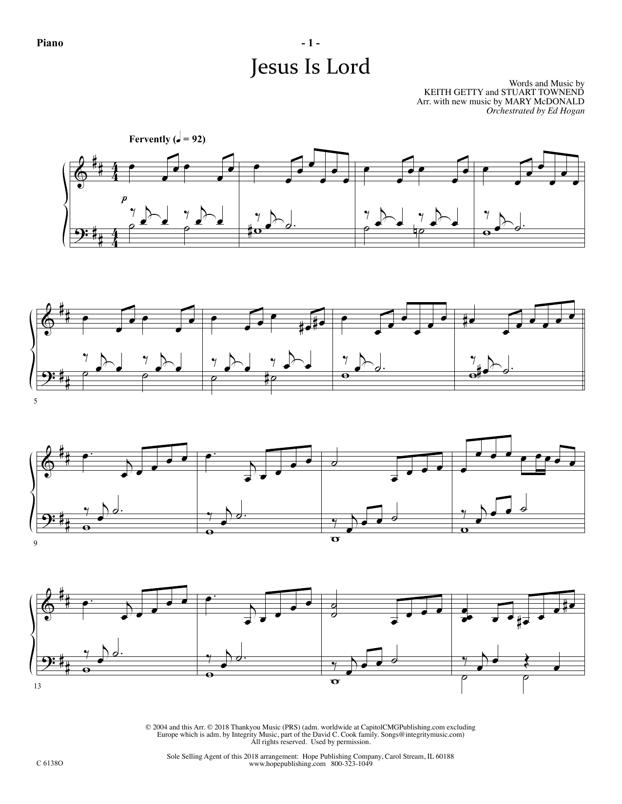 Learn to play Ed Hogan Jesus Is Lord - Piano sheet music for Choir Instrumental Pak in minutes. Price: 69.9900$ Ed Hogan Jesus Is Lord - Piano sheet music notes and chords arranged for Choir Instrumental Pak