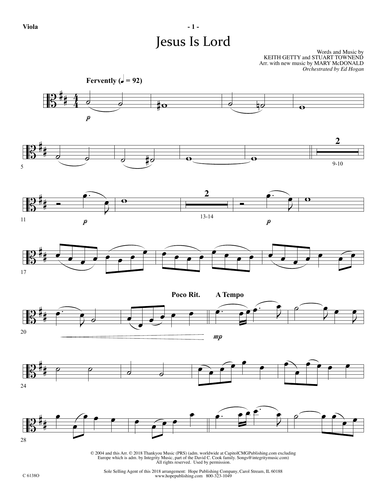Learn to play Ed Hogan Jesus Is Lord - Viola sheet music for Choir Instrumental Pak in minutes. Price: 69.9900$ Ed Hogan Jesus Is Lord - Viola sheet music notes and chords arranged for Choir Instrumental Pak