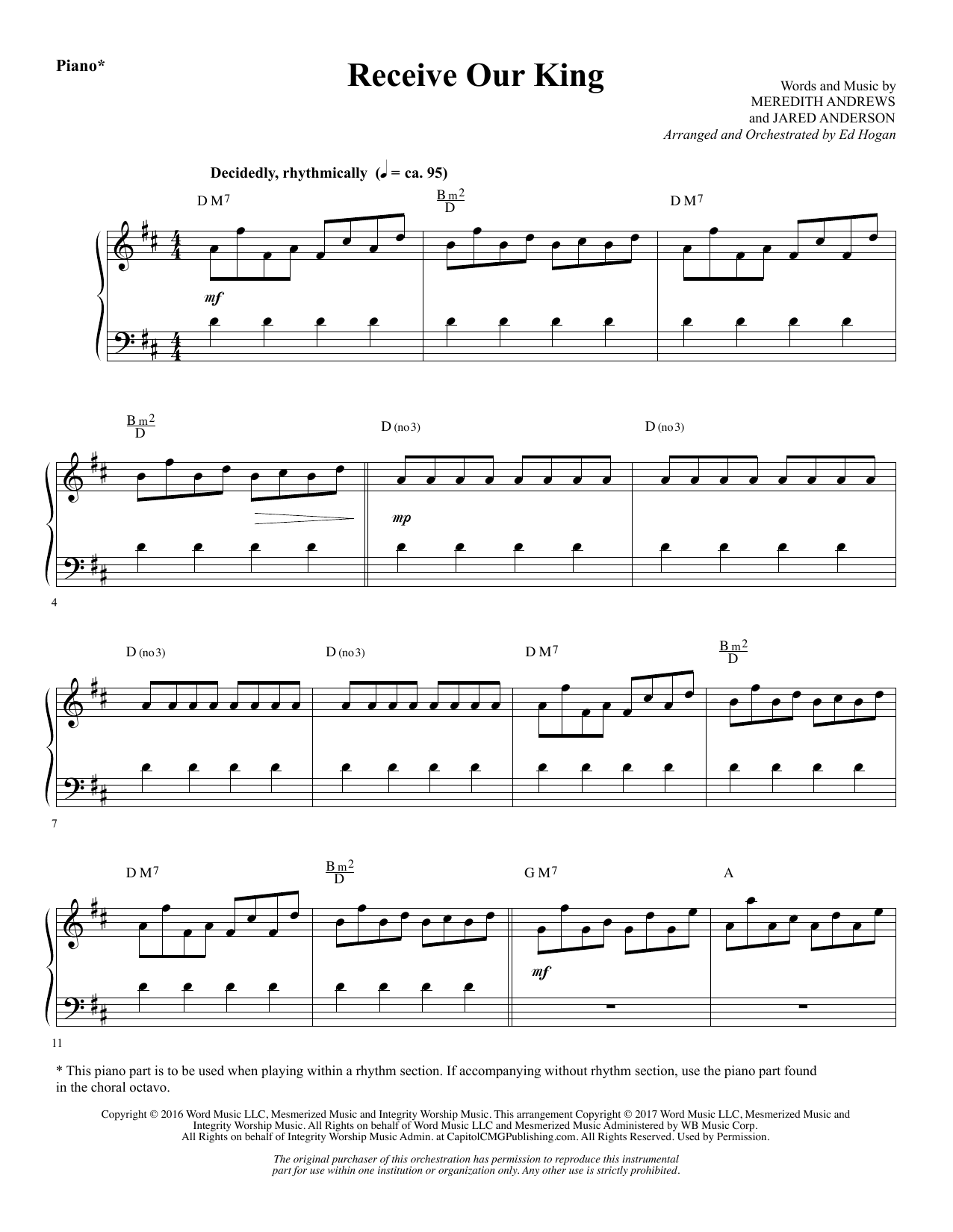 Learn to play Ed Hogan Receive Our King - Percussion sheet music for Choir Instrumental Pak in minutes. Ed Hogan Receive Our King - Percussion sheet music notes and chords. Download Printable PDF.
