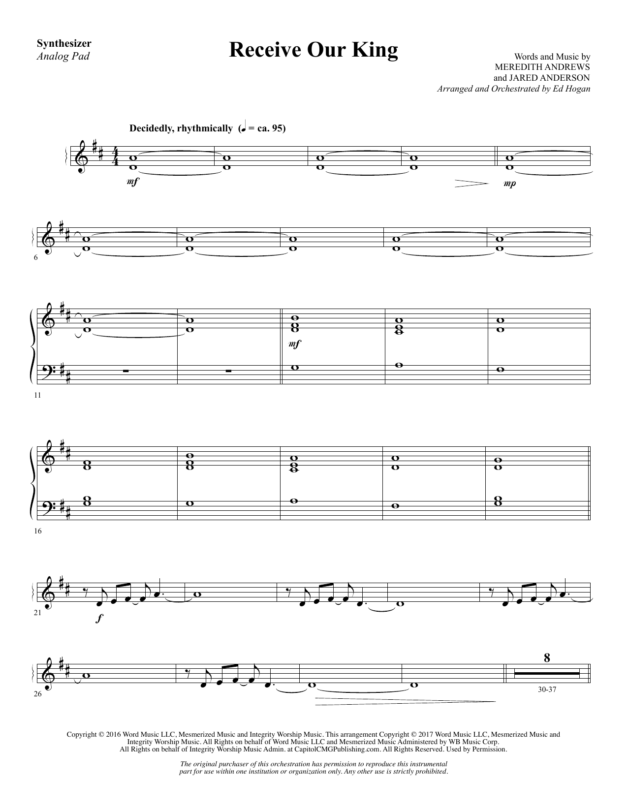 Learn to play Ed Hogan Receive Our King - Piano sheet music for Choir Instrumental Pak in minutes. Ed Hogan Receive Our King - Piano sheet music notes and chords. Download Printable PDF.