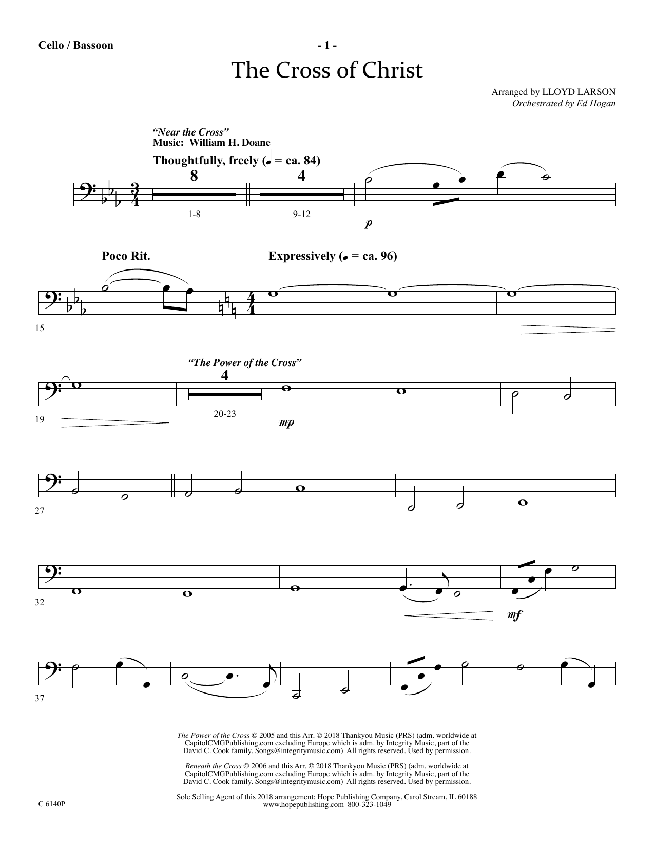 Learn to play Ed Hogan The Cross Of Christ - Cello/Bassoon sheet music for Choir Instrumental Pak in minutes. Price: 29.9900$ Ed Hogan The Cross Of Christ - Cello/Bassoon sheet music notes and chords arranged for Choir Instrumental Pak