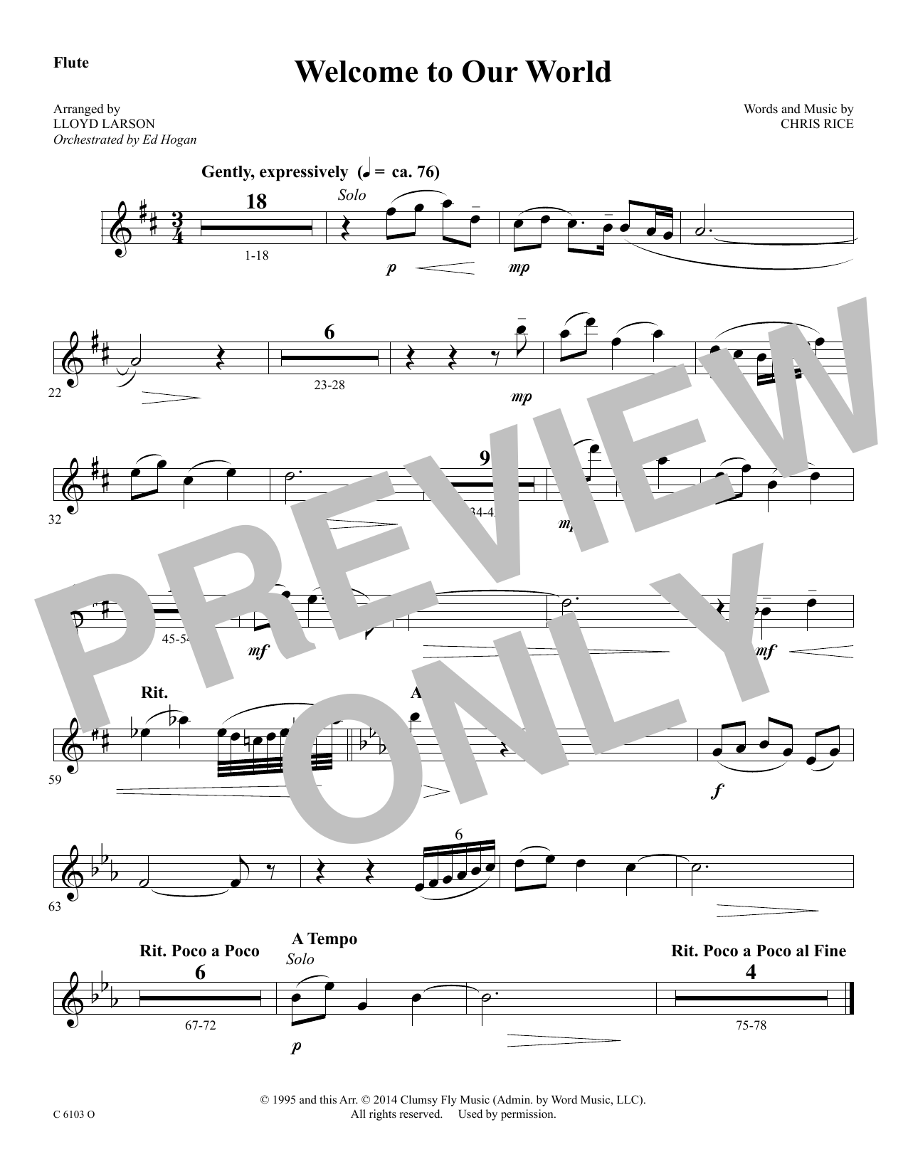 Learn to play Ed Hogan Welcome to Our World - Flute sheet music for Choir Instrumental Pak in minutes. Price: 69.9900$ Ed Hogan Welcome to Our World - Flute sheet music notes and chords arranged for Choir Instrumental Pak