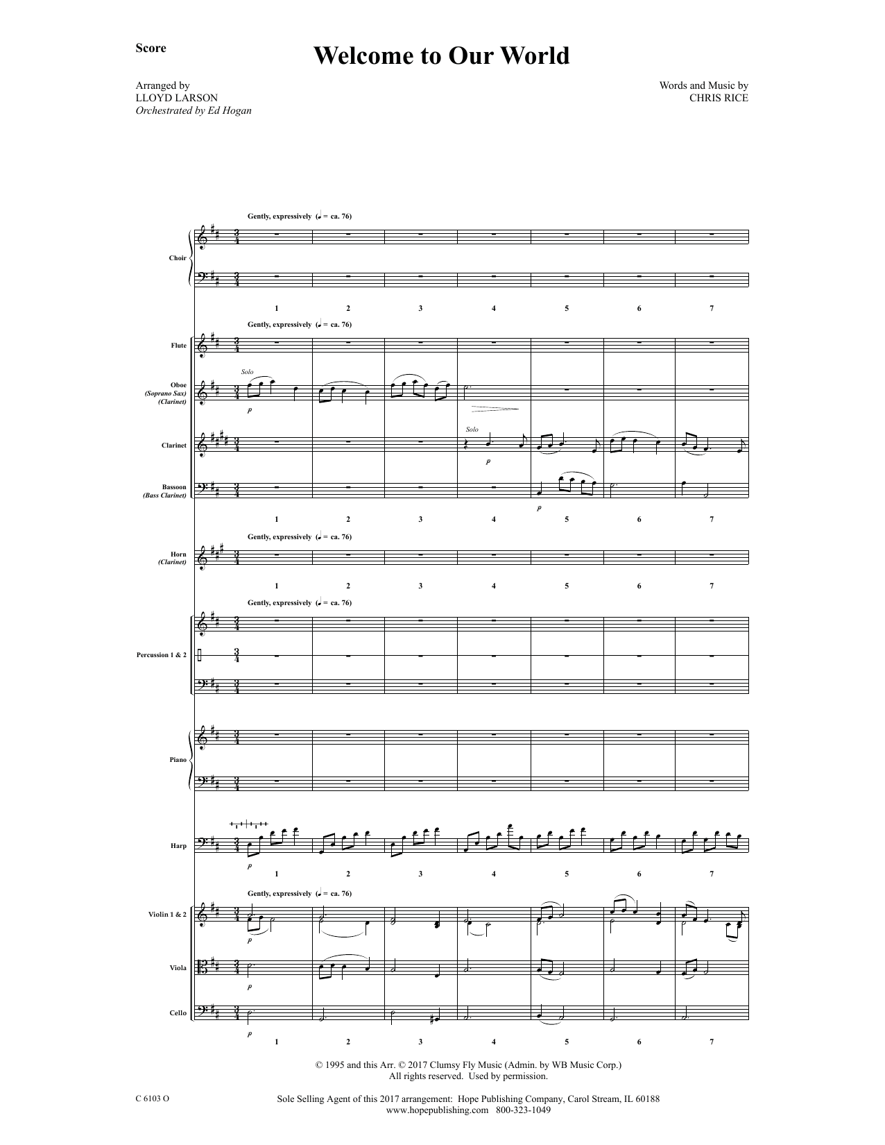 Learn to play Ed Hogan Welcome to Our World - Full Score sheet music for Choir Instrumental Pak in minutes. Price: 69.9900$ Ed Hogan Welcome to Our World - Full Score sheet music notes and chords arranged for Choir Instrumental Pak