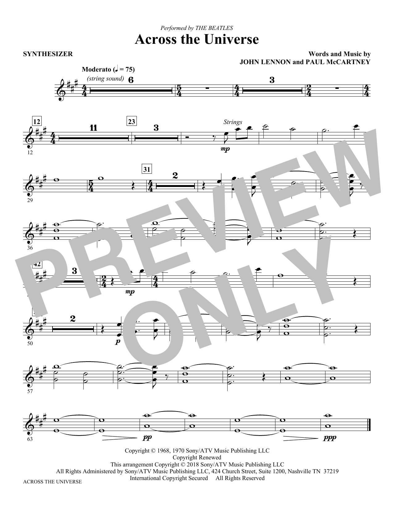 Ed Lojeski Across The Universe Synthesizer Sheet Music Pdf Notes Chords Rock Score Choir Instrumental Pak Download Printable Sku 379914