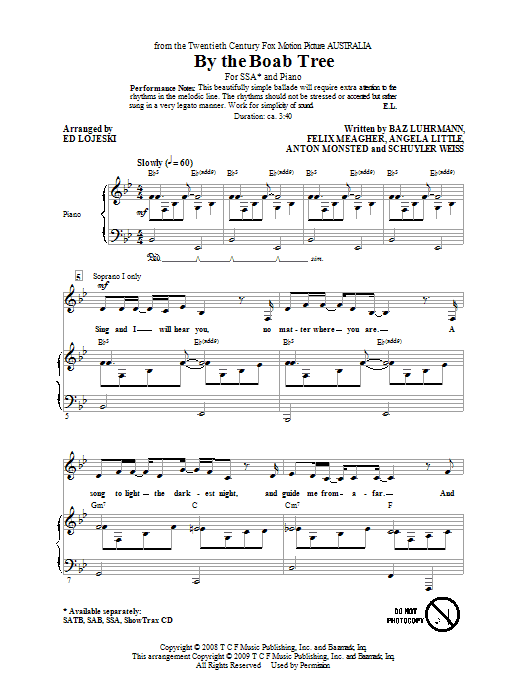 Learn to play Ophelia Of The Spirits By The Boab Tree (arr. Ed Lojeski) sheet music for SSA Choir in minutes. Price: 3.9900$ Ophelia Of The Spirits By The Boab Tree (arr. Ed Lojeski) sheet music notes and chords arranged for SSA Choir