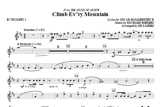 Learn to play Ed Lojeski Climb Ev'ry Mountain - Trumpet 2 sheet music for Choir Instrumental Pak in minutes. Ed Lojeski Climb Ev'ry Mountain - Trumpet 2 sheet music notes and chords. Download Printable PDF.