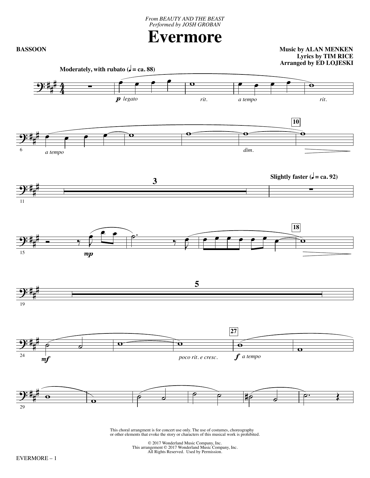 Learn to play Ed Lojeski Evermore - Bassoon sheet music for Choir Instrumental Pak in minutes. Ed Lojeski Evermore - Bassoon sheet music notes and chords. Download Printable PDF.