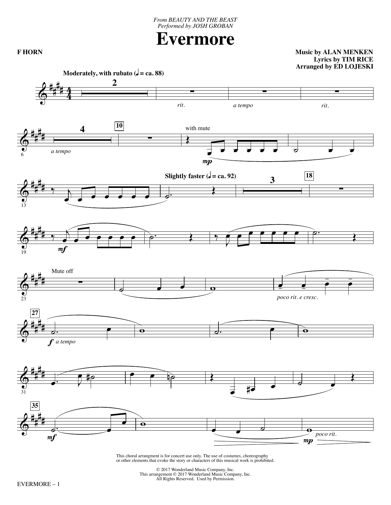 Learn to play Ed Lojeski Evermore - F Horn sheet music for Choir Instrumental Pak in minutes. Ed Lojeski Evermore - F Horn sheet music notes and chords. Download Printable PDF.
