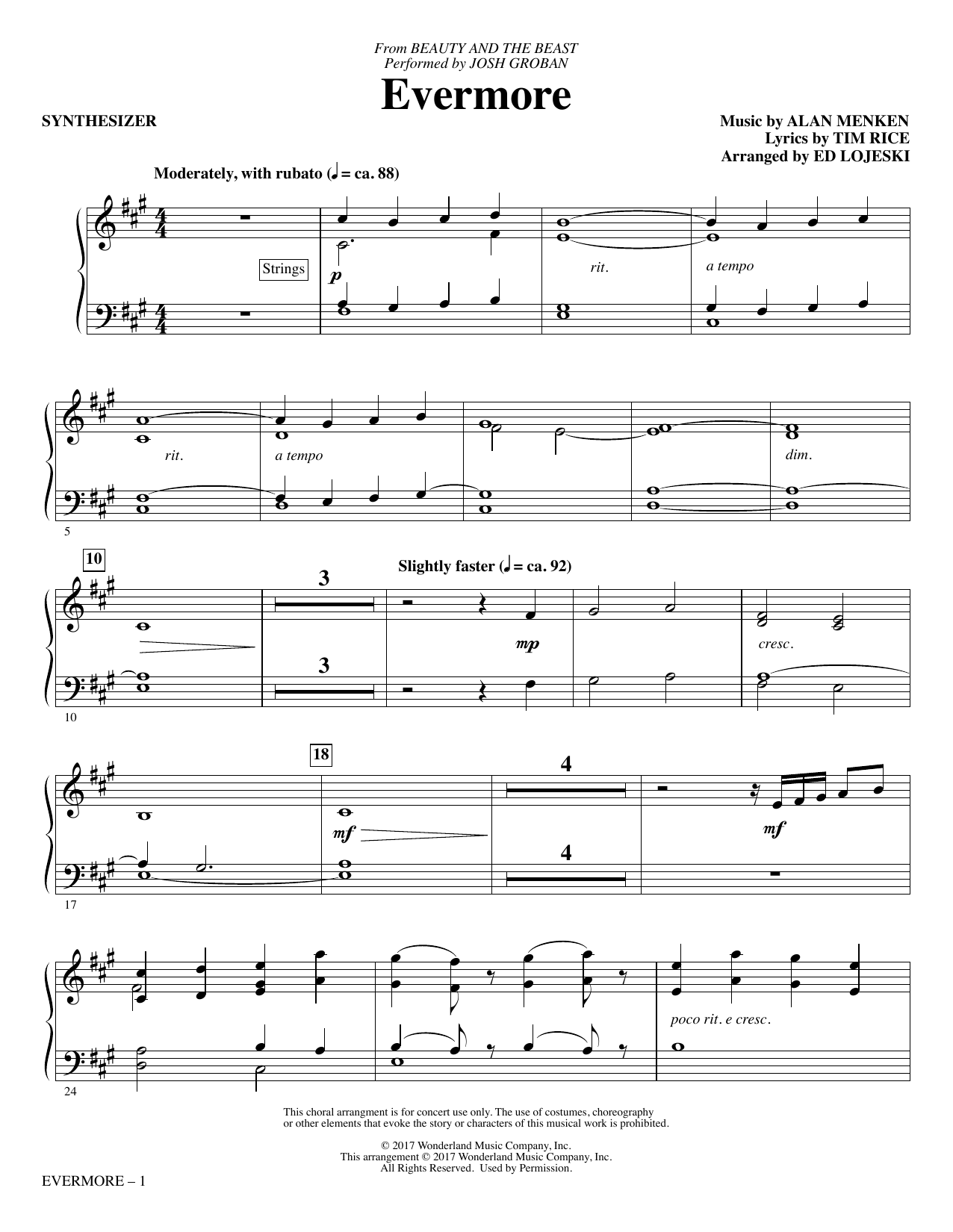 Learn to play Ed Lojeski Evermore - Synthesizer sheet music for Choir Instrumental Pak in minutes. Ed Lojeski Evermore - Synthesizer sheet music notes and chords. Download Printable PDF.