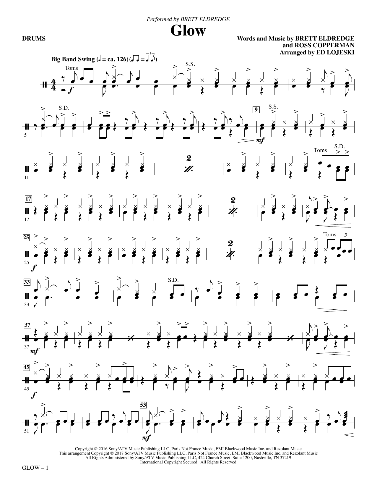 Learn to play Ed Lojeski Glow - Drums sheet music for Choir Instrumental Pak in minutes. Ed Lojeski Glow - Drums sheet music notes and chords. Download Printable PDF.