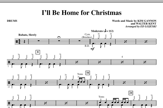 Learn to play Ed Lojeski I'll Be Home For Christmas - Drums sheet music for Choir Instrumental Pak in minutes. Ed Lojeski I'll Be Home For Christmas - Drums sheet music notes and chords