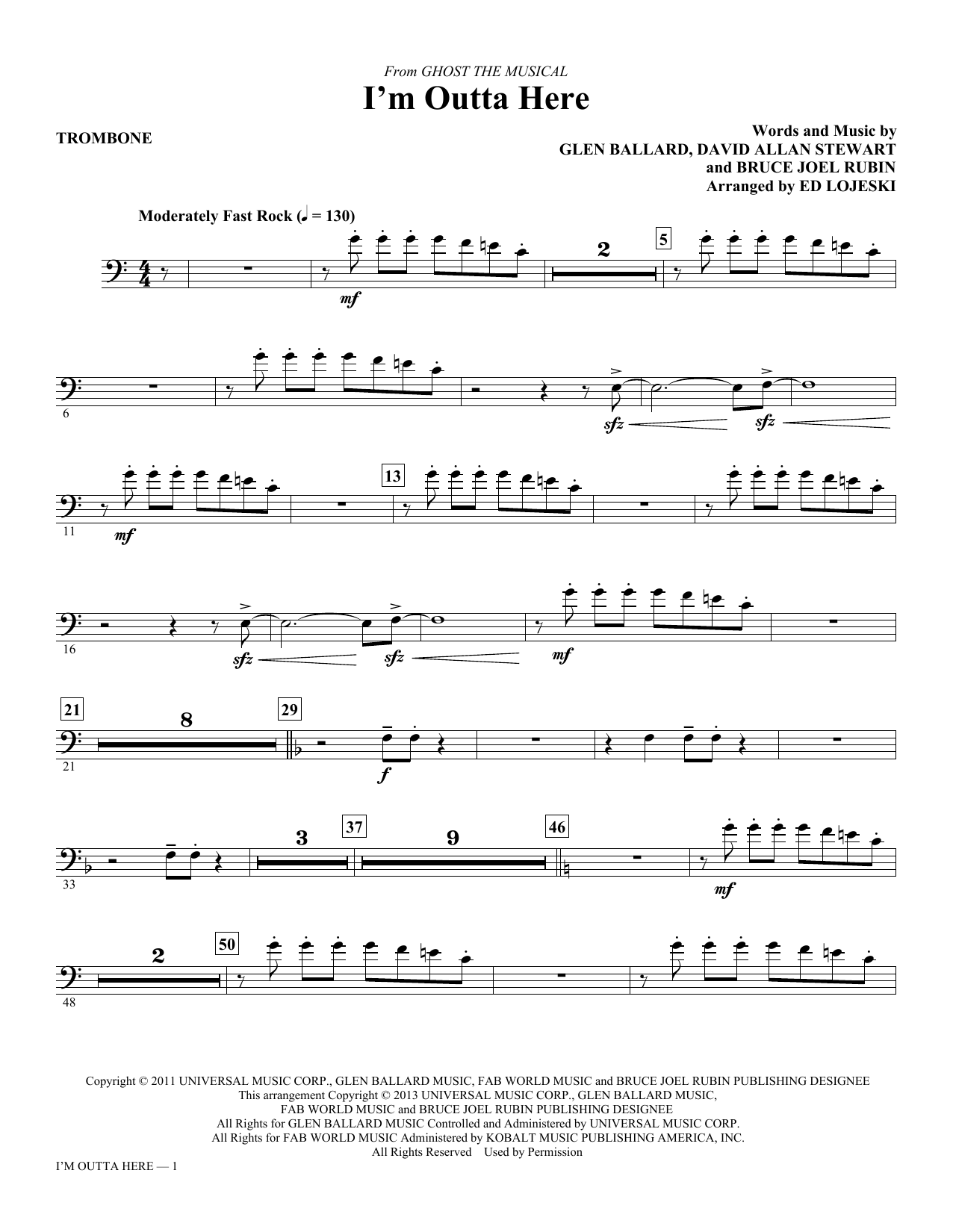 Ed Lojeski Im Outta Here Trombone Sheet Music Pdf Notes Chords Musicalshow Score Choir 