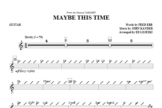 Learn to play Ed Lojeski Maybe This Time - Guitar sheet music for Choir Instrumental Pak in minutes. Ed Lojeski Maybe This Time - Guitar sheet music notes and chords. Download Printable PDF.