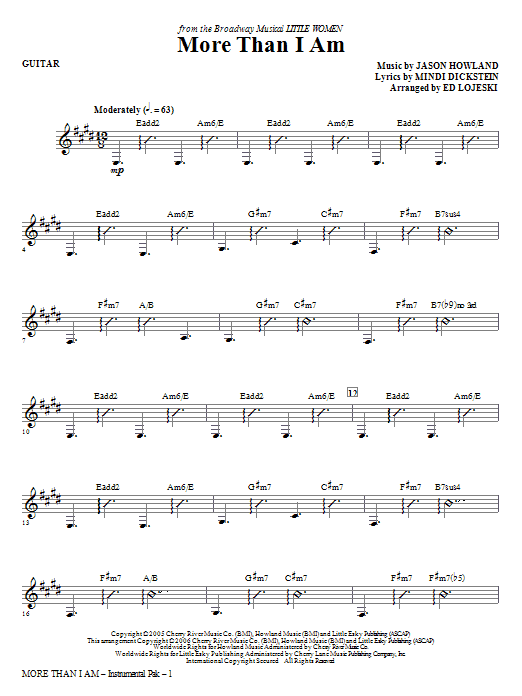 Learn to play Ed Lojeski More Than I Am - Guitar sheet music for Choir Instrumental Pak in minutes. Ed Lojeski More Than I Am - Guitar sheet music notes and chords. Download Printable PDF.