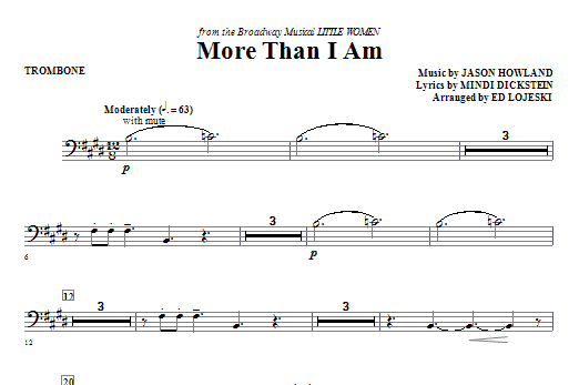 Learn to play Ed Lojeski More Than I Am - Trombone sheet music for Choir Instrumental Pak in minutes. Ed Lojeski More Than I Am - Trombone sheet music notes and chords. Download Printable PDF.
