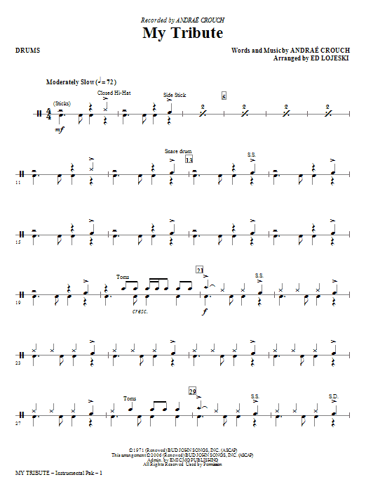 Learn to play Ed Lojeski My Tribute - Drums sheet music for Choir Instrumental Pak in minutes. Ed Lojeski My Tribute - Drums sheet music notes and chords. Download Printable PDF.