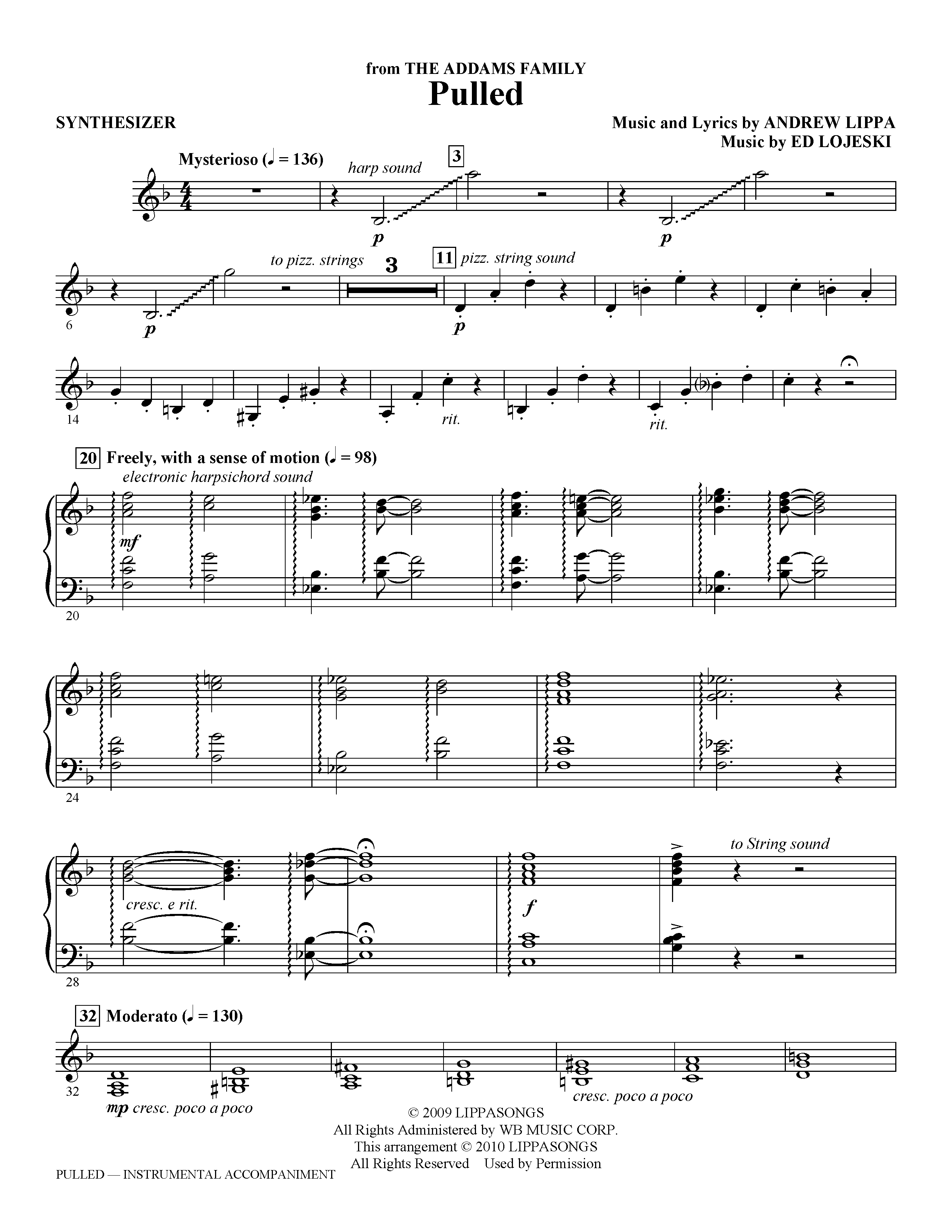 Learn to play Ed Lojeski Pulled (from The Addams Family) - Synthesizer sheet music for Choir Instrumental Pak in minutes. Ed Lojeski Pulled (from The Addams Family) - Synthesizer sheet music notes and chords