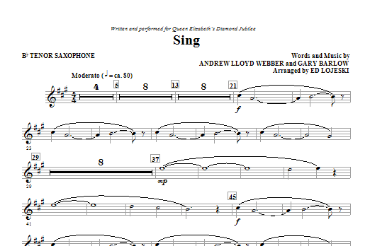Learn to play Ed Lojeski Sing (Queen Elizabeth Diamond Jubilee) - Tenor Saxophone sheet music for Choir Instrumental Pak in minutes. Ed Lojeski Sing (Queen Elizabeth Diamond Jubilee) - Tenor Saxophone sheet music notes and chords. Download Printable PDF.