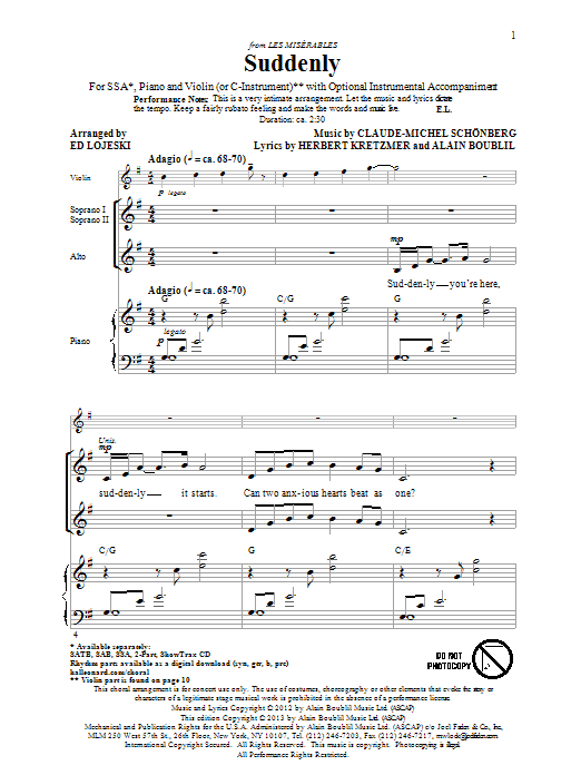 Ed Lojeski Suddenly sheet music notes and chords. Download Printable PDF.