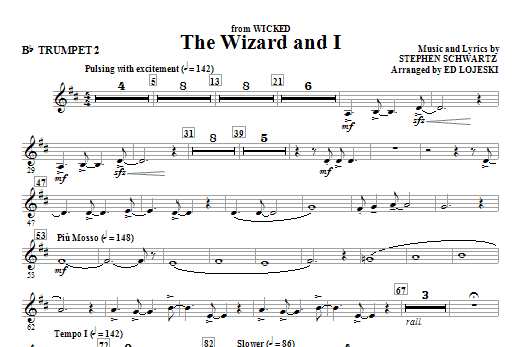 Learn to play Ed Lojeski The Wizard And I - Bb Trumpet 2 sheet music for Choir Instrumental Pak in minutes. Ed Lojeski The Wizard And I - Bb Trumpet 2 sheet music notes and chords. Download Printable PDF.