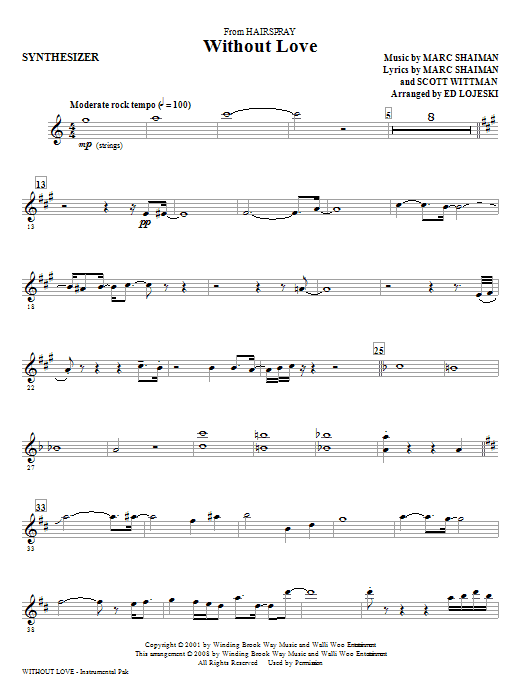 Learn to play Ed Lojeski Without Love - Synthesizer sheet music for Choir Instrumental Pak in minutes. Price: 7.8900$ Ed Lojeski Without Love - Synthesizer sheet music notes and chords. Download Printable PDF.