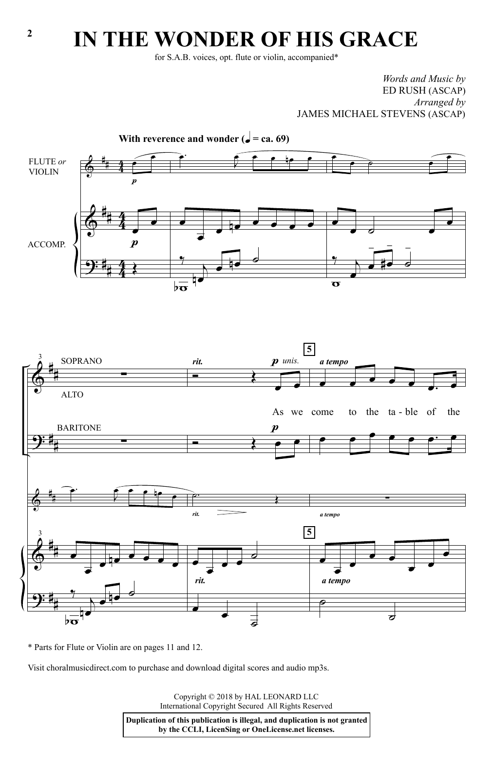 Learn to play Ed Rush In The Wonder Of His Grace (arr. James Michael Stevens) sheet music for SAB Choir in minutes. Price: 3.9900$ Ed Rush In The Wonder Of His Grace (arr. James Michael Stevens) sheet music notes and chords arranged for SAB Choir