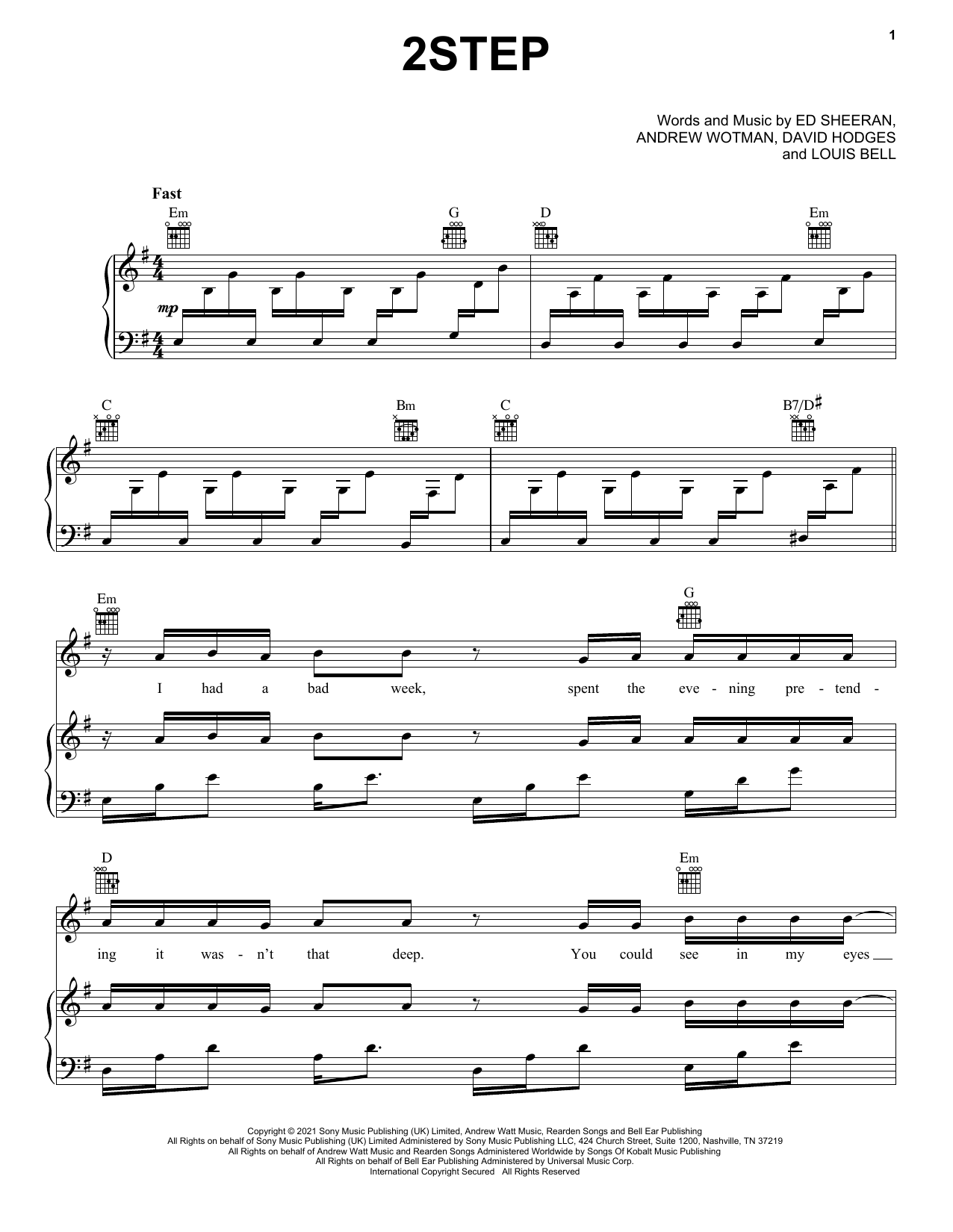 Ed Sheeran 2step sheet music notes and chords. Download Printable PDF.