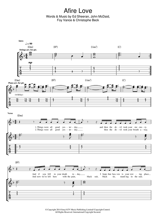 Ed Sheeran Afire Love sheet music notes and chords. Download Printable PDF.