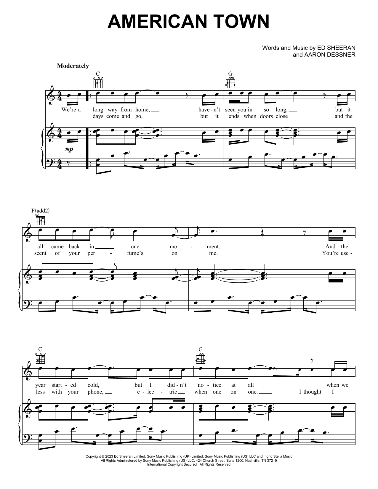 Ed Sheeran American Town sheet music notes and chords. Download Printable PDF.