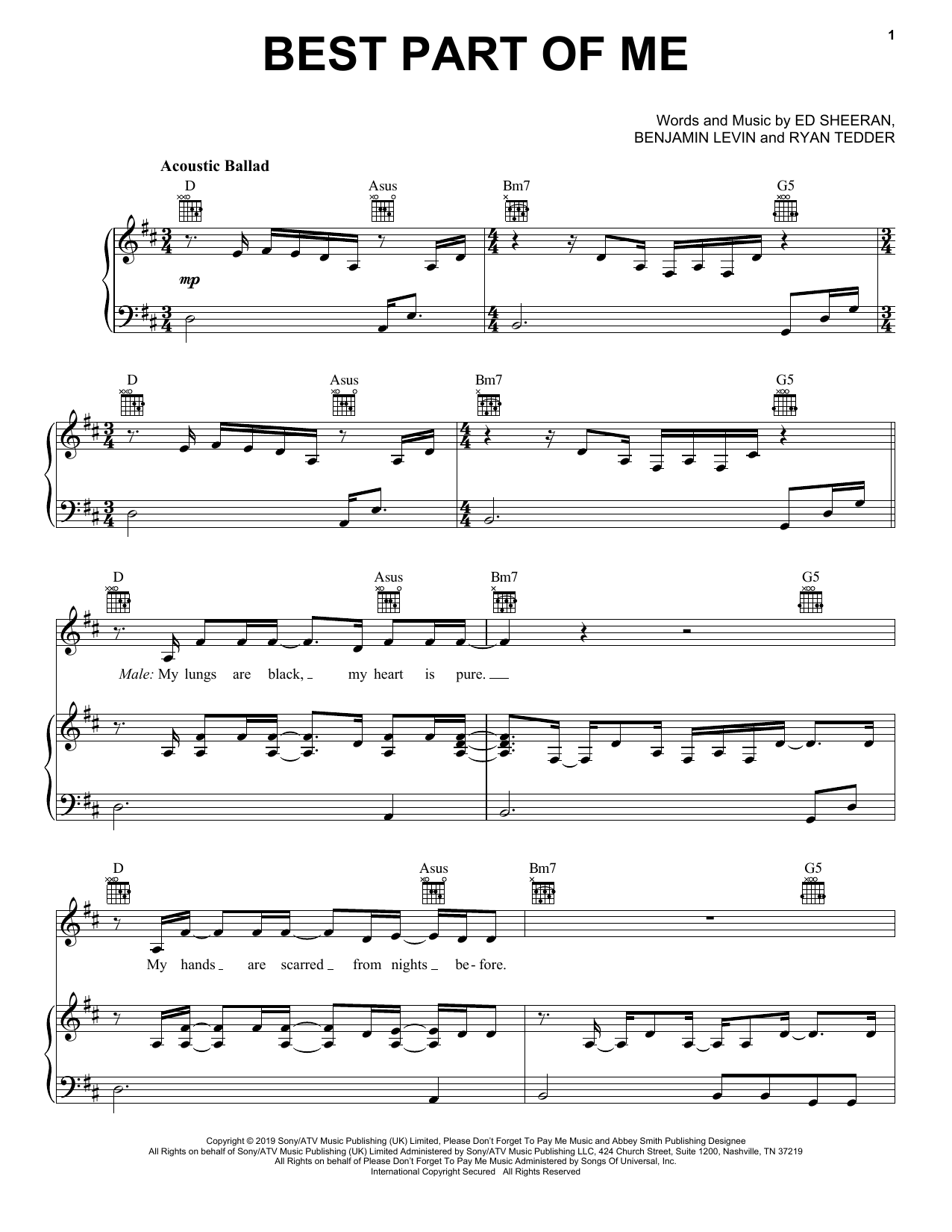 Sheeran Part Of Me (feat. YEBBA)" Music PDF Notes, Chords | Love Score Ukulele Download Printable. 434876
