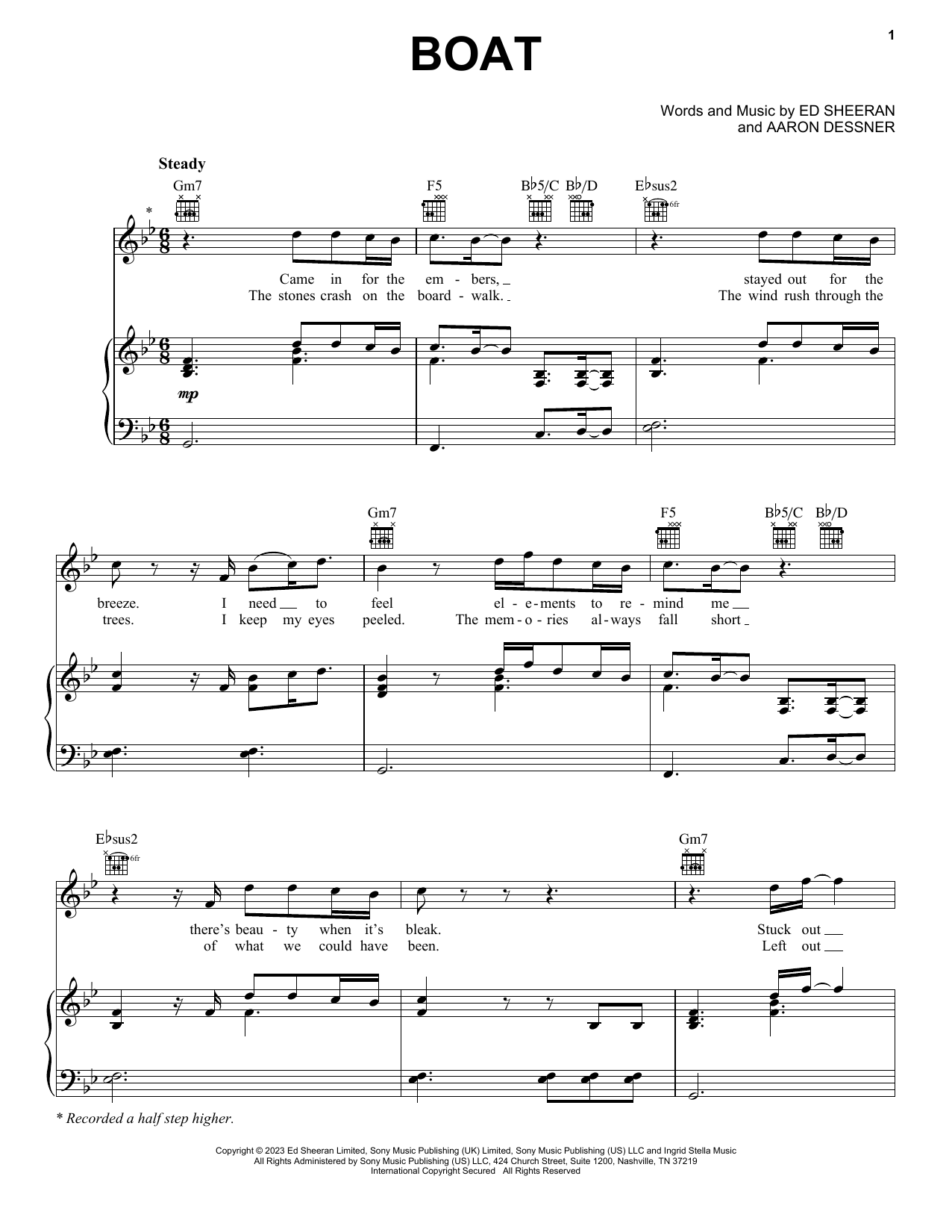 Ed Sheeran Boat sheet music notes and chords. Download Printable PDF.