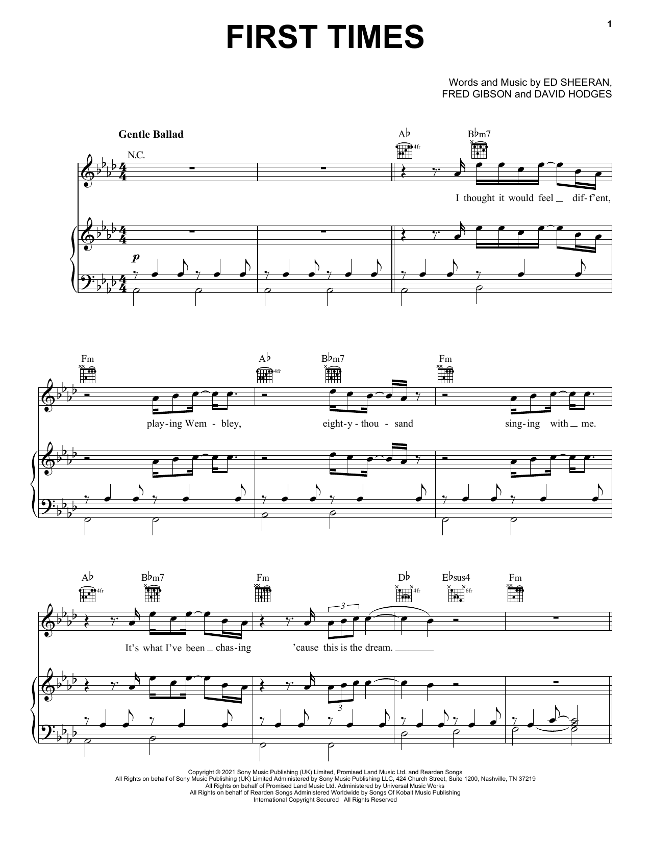 Ed Sheeran First Times sheet music notes and chords. Download Printable PDF.