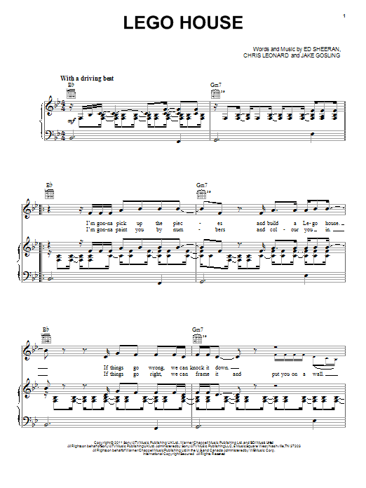 Ed Sheeran "Lego House" Sheet PDF Notes, Chords | Rock Score Guitar Tab (Single Guitar) Download SKU: