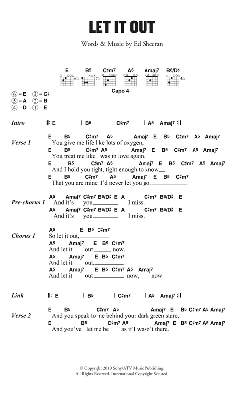 Ed Sheeran Let It Out sheet music notes and chords. Download Printable PDF.