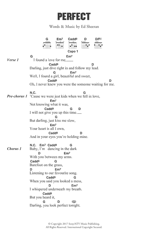 Udholdenhed Foster gambling Ed Sheeran "Perfect" Sheet Music PDF Notes, Chords | Pop Score Ukulele  Chords/Lyrics Download Printable. SKU: 431585