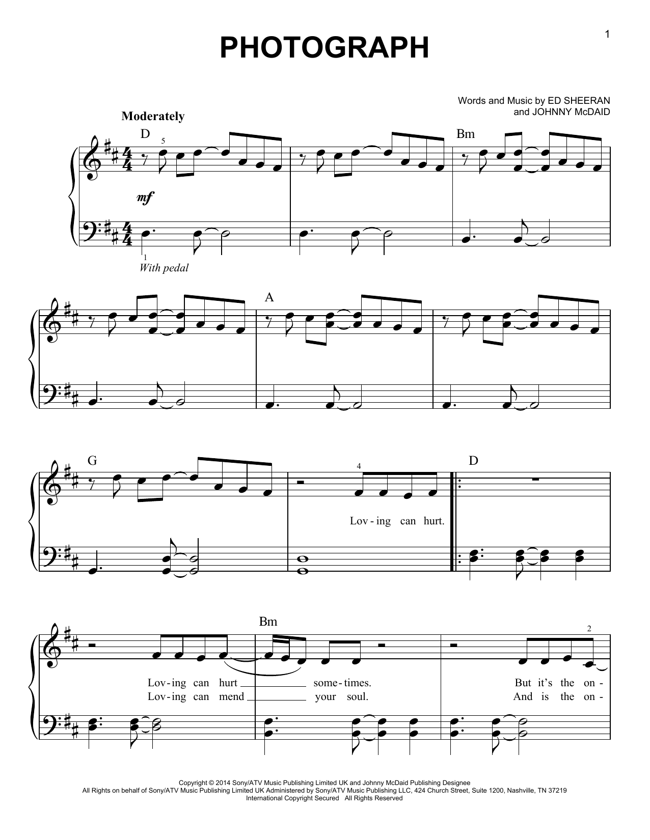 Ed Sheeran Photograph Sheet Music PDF Notes Chords Pop Score Easy 