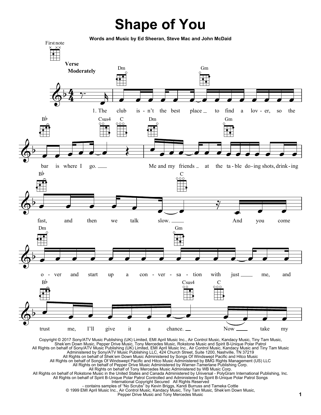 Preview Ed Sheeran Shape Of You Rock sheet music, notes and chords for Ukulele, SKU: 181208 sheet music, piano notes, chords, guitar tabs, score, transpose, transcribe, how to play, guide, download, learn, tutorial, progression, song, artist, awards, billboard, mtv, vh1, tour, single, album, release