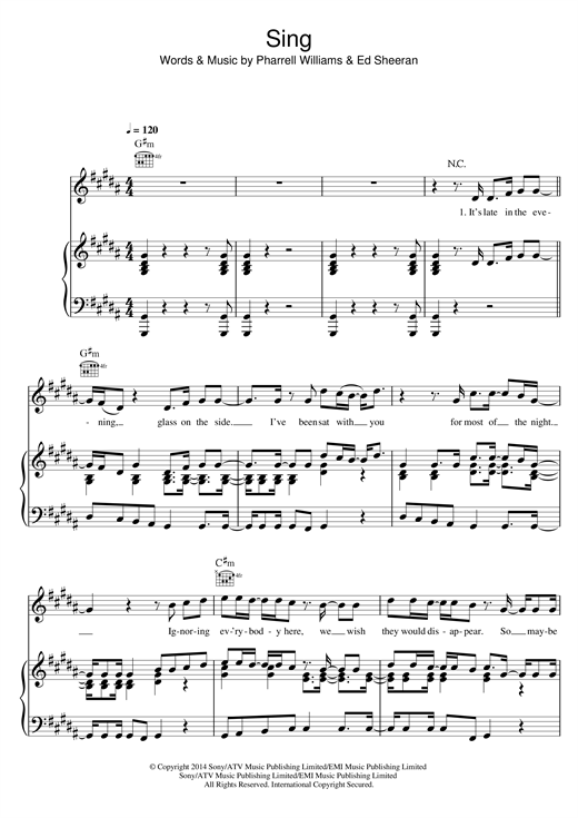 Ed Sheeran Sing sheet music notes and chords. Download Printable PDF.