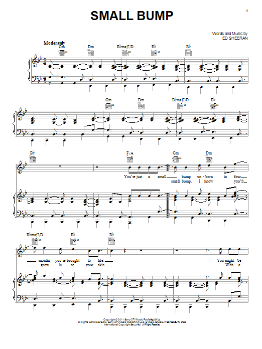 Ed Sheeran Small Bump sheet music notes and chords. Download Printable PDF.