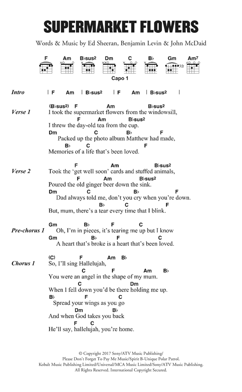 Ed Sheeran Supermarket Flowers Sheet Music Pdf Notes Chords Pop Score Guitar Chords Lyrics Download Printable Sku 125220