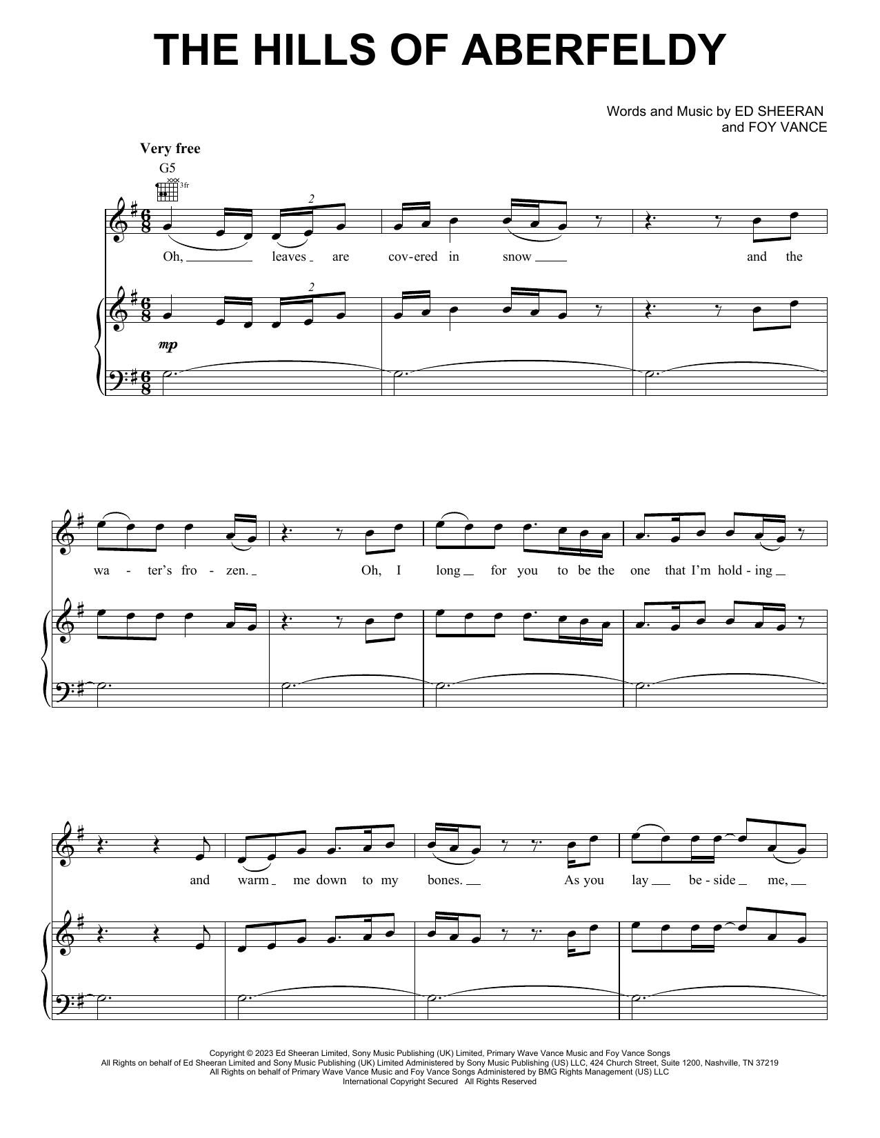Ed Sheeran The Hills Of Aberfeldy sheet music notes and chords. Download Printable PDF.