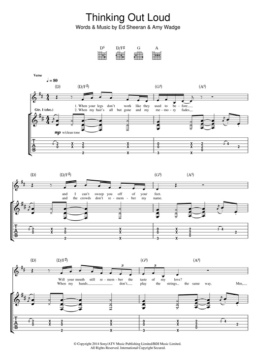 Ed Sheeran Thinking Out Loud Sheet Music Pdf Notes Chords Rock Score Trumpet Solo Download Printable Sku 180685