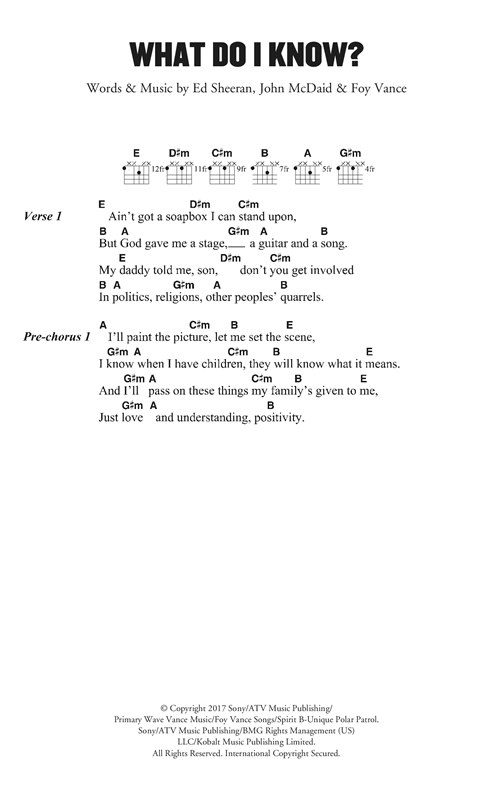 Ed Sheeran What Do I Know Sheet Music Pdf Notes Chords Pop Score Guitar Chords Lyrics Download Printable Sku 125222