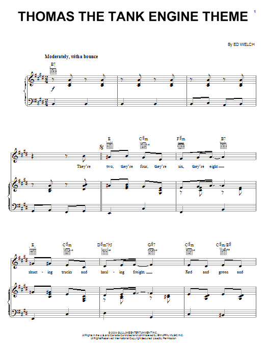 Ed Welch Thomas The Tank Engine (Main Title) sheet music notes and chords. Download Printable PDF.
